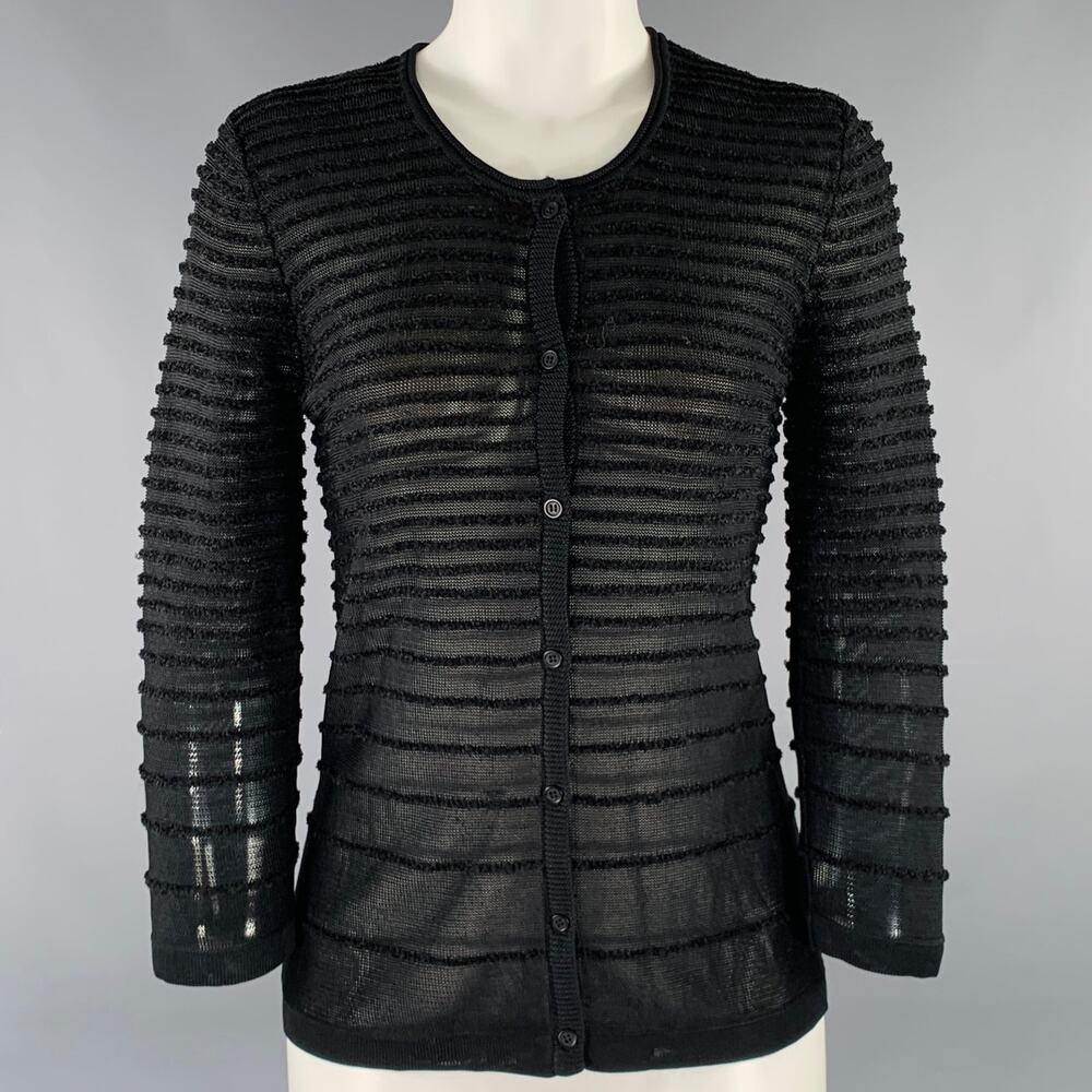 YIGAL AZROUEL Size S Black Knit Ribbed Cardigan
